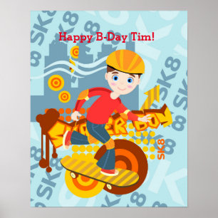グラフィティスケートボード子供の誕生日パーティー ポスター