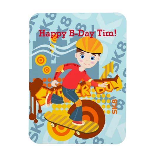 グラフィティスケートボード子供の誕生日パーティー マグネット (縦)