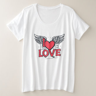 グラフィティスタイルのアート ユニセックス ソフトスタイルTシャツ LOVE プラスサイズTシャツ