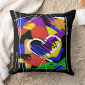 グラフィティスタイルカラフルメディハート クッション (ブランケット)