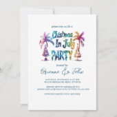 グラフィティスタイルクリスマス7月のパーティー 招待状 (正面)