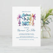グラフィティスタイルクリスマス7月のパーティー 招待状 (スタンド正面)