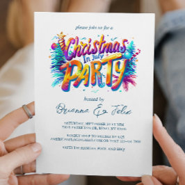 グラフィティスタイルクリスマス7月のパーティー 招待状