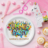 グラフィティスタイルサマーパーティー ペーパープレート (パーティー)
