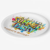 グラフィティスタイルサマーパーティー ペーパープレート (アングル)