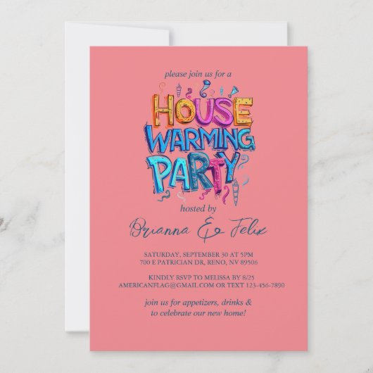 グラフィティスタイルハウスシック温暖化パーティー 招待状 (正面)