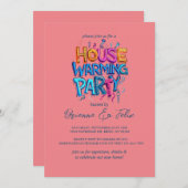 グラフィティスタイルハウスシック温暖化パーティー 招待状 (正面/裏面)