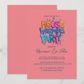 グラフィティスタイルハウスチックウォーミングパーティー 招待状 (正面/裏面)