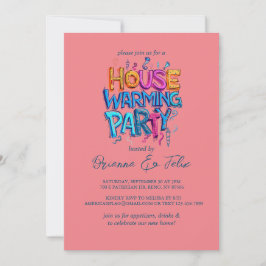 グラフィティスタイルハウスチックウォーミングパーティー 招待状