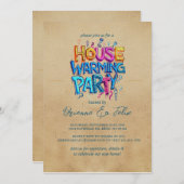 グラフィティスタイルハウスベージュウォーミングパーティー 招待状 (正面/裏面)