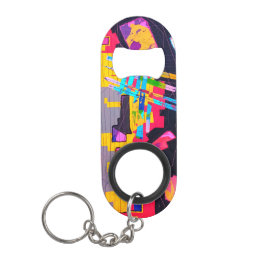 グラフィティスタイルパターン キーホルダー栓抜き