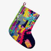 グラフィティスタイルパターン ラージクリスマスストッキング (正面 (吊り時))