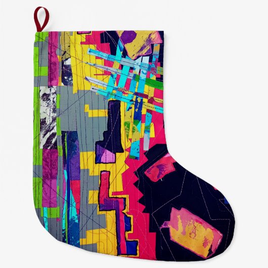 グラフィティスタイルパターン ラージクリスマスストッキング (正面)