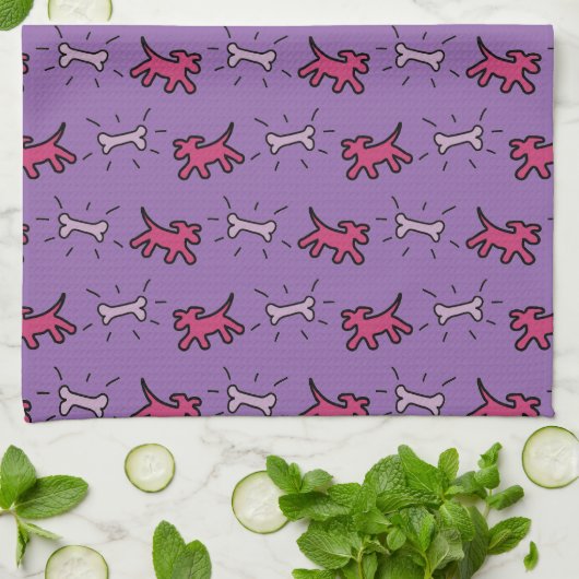 グラフィティスタイル犬骨を選択カラードッグタオル2 キッチンタオル (折り畳み)