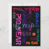 グラフィティスタイル繰り返しピグ年2019フラットカード シーズンカード (正面)