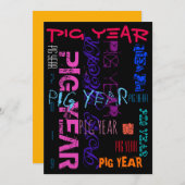 グラフィティスタイル繰り返しピグ年2019フラットカード シーズンカード (正面/裏面)