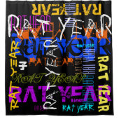 グラフィティスタイル繰り返しラットメタル年2020 SC シャワーカーテン (正面)