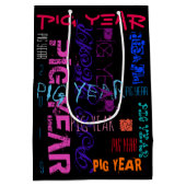 グラフィティスタイル繰り返し豚の年2019 M抱き枕 ミディアムペーパーバッグ (裏面)