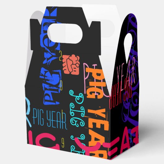 グラフィティスタイル繰り返し豚Year 2019切り妻B フェイバーボックス (オープン)