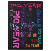 グラフィティスタイル繰り返しPig Year 2019クリップボード クリップボード (裏面)