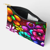 グラフィティスタイル花&ラディバグピンクパープルレッド アクセサリーポーチ (見開き)