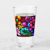 グラフィティスタイル花&ラディバグピンクパープルレッド タンブラーグラス (裏面)