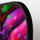 グラフィティスタイル花&ラディバグピンクパープルレッド ピックルボールラケット (左詳細)