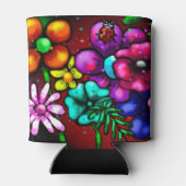 グラフィティスタイル花&ラディバグピンクパープルレッド 缶クーラー (裏面)