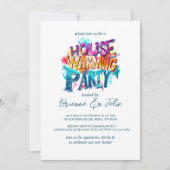 グラフィティスタイル3カラーハウス温暖化パーティー 招待状 (正面)