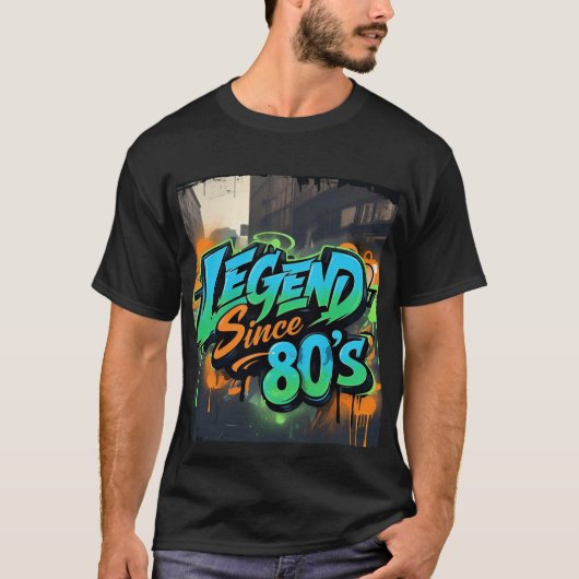 グラフィティスタイル「80年代の伝説」メンスTシャツ Tシャツ (正面)
