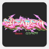 グラフィティステッカーのエリザベスという名前 スクエアシール (正面)