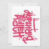 グラフィティスプレーハッピーバースデーギフトラブピンク 招待状 (正面)