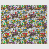 グラフィティダンスヒップホップパターン ラッピングペーパー (フラット)