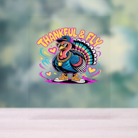 グラフィティトルコのヴィーブ – 感謝とフライの漫画アート アクリルサイン (ニュートラル)