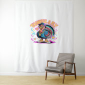 グラフィティトルコのヴィーブ – 感謝とフライの漫画アート タペストリー (インサイチュ)