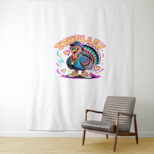 グラフィティトルコのヴィーブ – 感謝とフライの漫画アート タペストリー (インサイチュ)