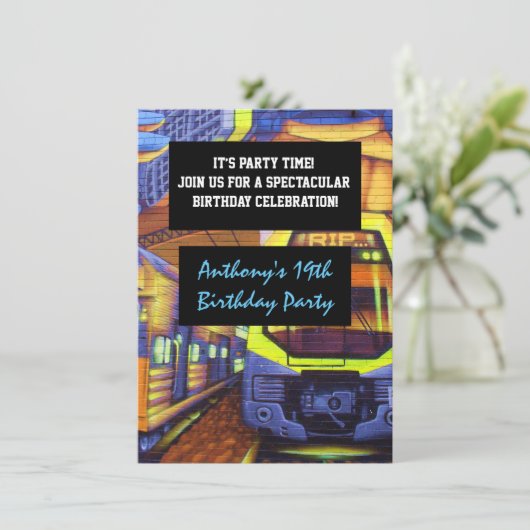 グラフィティトレイン誕生日招待状 招待状 (スタンド正面)