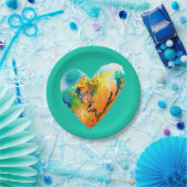 グラフィティハート水彩画 ペーパープレート (パーティー)