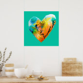 グラフィティハート水彩画 ポスター (キッチン)
