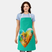 グラフィティハート水彩通りアート エプロン (着用した状態)