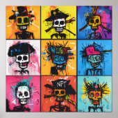 グラフィティパイレーツとNFTキャラクターはっきりしたアーバングリッド ポスター (正面)