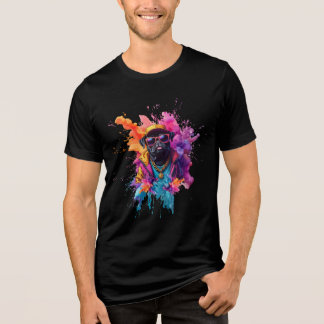 "グラフィティパグTシャツ - 都市型ストリートアートの犬Tee f トライブレンドTシャツ