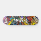グラフィティパーソナライズされたアカラフルート スケートボード (横)