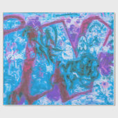 グラフィティパープルブルーアーバン通りウ絵を描ォールアート ラッピングペーパー (フラット)