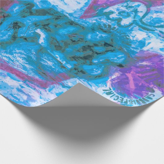 グラフィティパープルブルーアーバン通りウ絵を描ォールアート ラッピングペーパー (角)