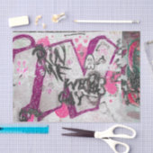 グラフィティパープルホワイトアーバン通りレンガウォールアート 薄葉紙 (クラフト)