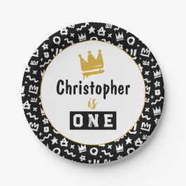 グラフィティヒップホップラベルブラックアンド金ゴールドドードルラップのズ ペーパープレート