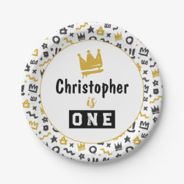 グラフィティヒップホップラベルブラックアンド金ゴールドドードルラップのズ ペーパープレート