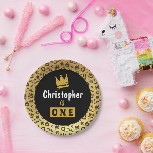 グラフィティヒップホップラベルブラックアンド金ゴールドドードルラップのズ ペーパープレート (パーティー)