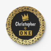 グラフィティヒップホップラベルブラックアンド金ゴールドドードルラップのズ ペーパープレート (正面)